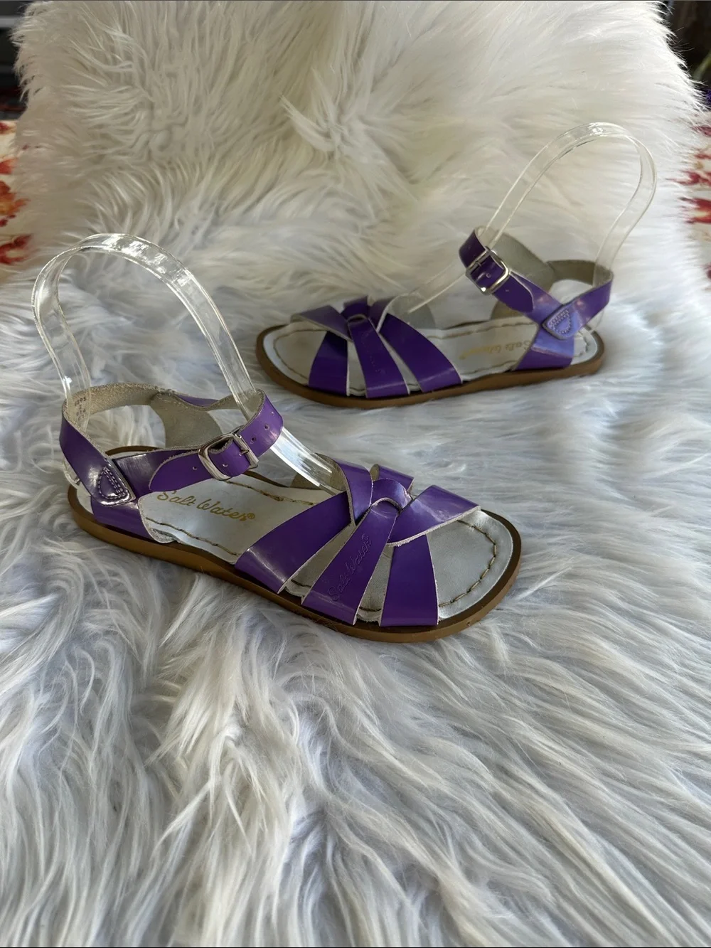 Salt Water Purple Leather Sandals